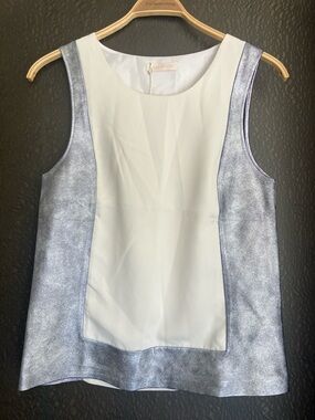 GAT RIMON Cream and Silver Metallic Sleeveless Festival Top Women’s Size M